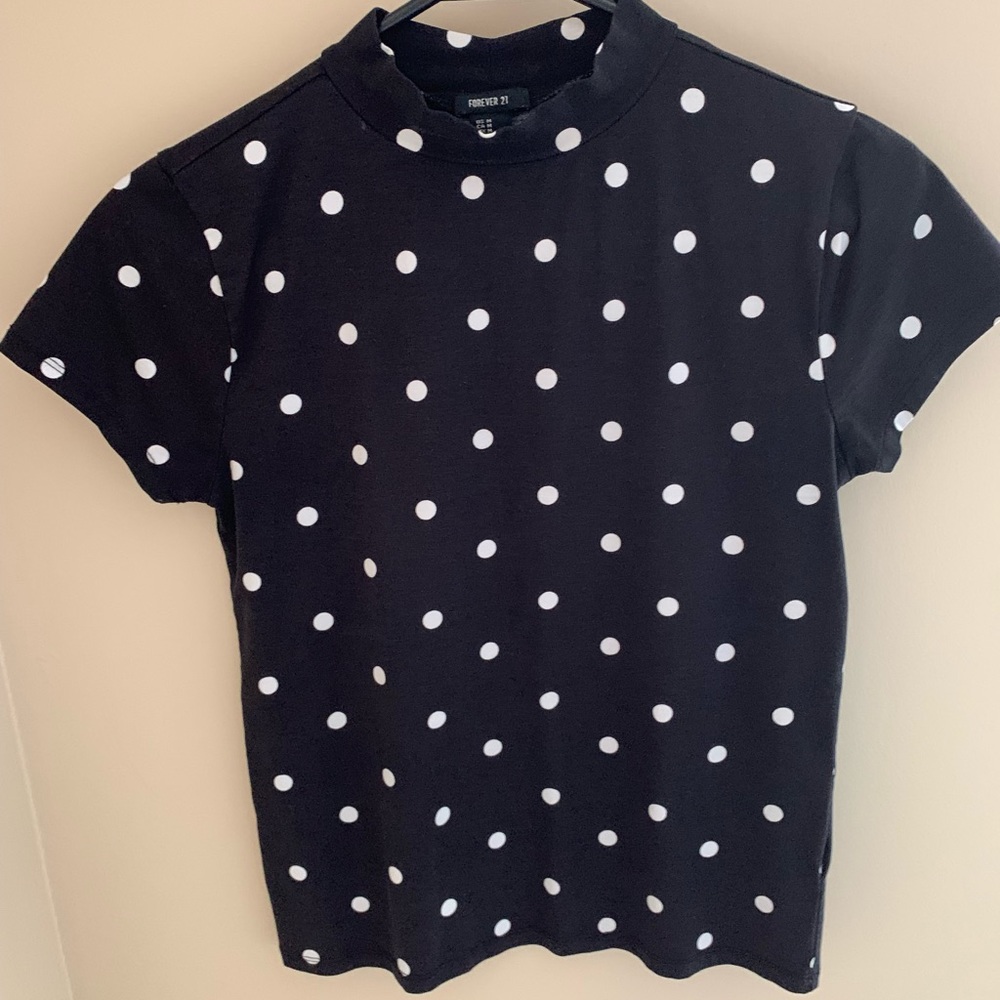 Forever 21 black and white polka dot top